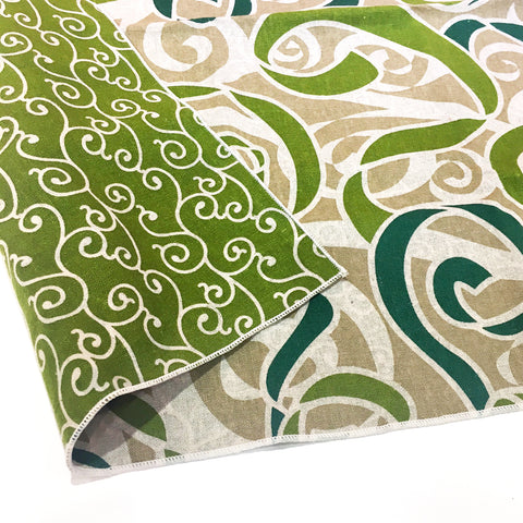 AtarashikiInishie -  Double-Sided Dyeing - Karakusa Green - Furoshiki (Japanese Wrapping Cloth)