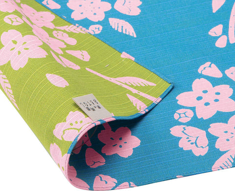 Omotenashi -  Double-Sided Dyeing Sakura Light Blue 桜／白群（びゃくぐん）- Furoshiki 105 x 105 cm (Japanese Wrapping Cloth)