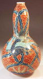 Fujii Kinsai Arita Japan - Somenishiki Kinsai Seigaiha Phoenix Vase 23.20 cm - Free Shipping