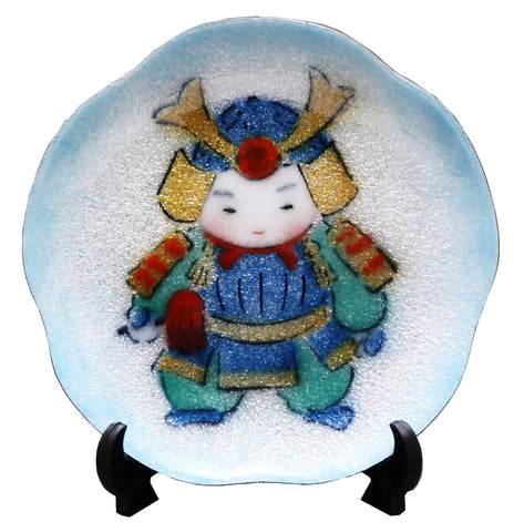 Saikosha - #008-24  Umegata Musha (Cloisonné ware ornamental plate) - Free Shipping