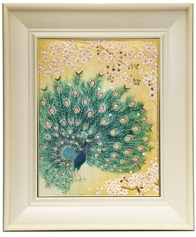 Saikosha - #001-01 Peacock & Sakura (Framed Cloisonné ware) - Free Shipping