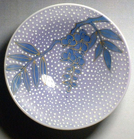 Fujii Kinsai Arita Japan - Somenishiki Washizome Fuji (Wisteria) Sake Cup (Hai) - Free shipping