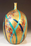 Fujii Kinsai Arita Japan - Somenishiki Golden Orchid Vase 28.60 cm - Free Shipping