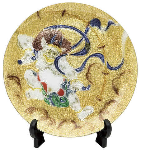 Saikosha - #002-07 Tawaraya Sotatsu Raijin  (Cloisonné ware ornamental plate) 13.50 cm - Free Shipping