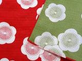 Isamonyou -  Double-Sided Dyeing Plum R&G チーフ 伊砂文様 両面 梅 アカ/グリーン - Furoshiki (Japanese Wrapping Cloth)