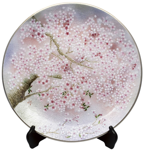 Saikosha - #007-02 Sakura (Cloisonné ware ornamental plate) 40.00 cm - Free Shipping