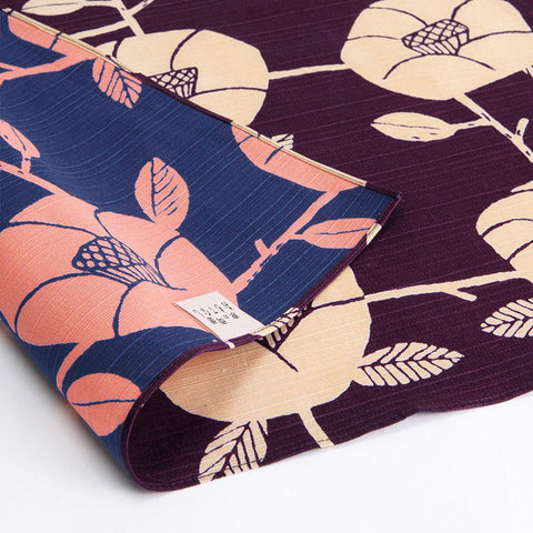 Omotenashi -  Double-Sided Dyeing Tsubaki (Camellia) Purple 椿／紫根色（しこんいろ） - Furoshiki (Japanese Wrapping Cloth)