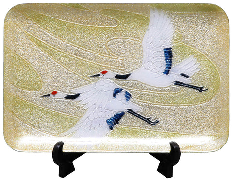 Saikosha - #003-18 Soukaku (Pair of crane) (Cloisonné ware ornamental plate) - Free Shipping