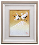 Saikosha - #013 13 Soukaku (Pair of crane) & Mt. Fuji (Framed Cloisonné ware) - Free Shipping