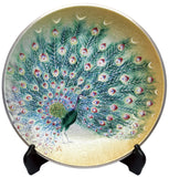 Saikosha - #006-10 Peacock (Cloisonné ware ornamental plate) 36.00 cm - Free Shipping