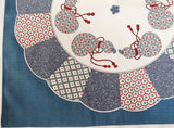 Maruwa - Imari Gourd plate Navy  伊万里 綿風呂敷 約100cm 【ひょうたん絵皿】紺　- Furoshiki  100 x 100 cm  (Japanese Wrapping Cloth)