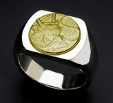 Saito - Dragon Crest 18Kt gold emblem Seal Stand Silver Ring