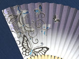 Traditional handcrafted Kyoto Ladies' Sensu - #227 Blue Butterfly - Purple