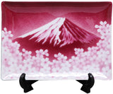 Saikosha - #004-08 Aka Fuji & Sakura (Cloisonné ware ornamental plate) - Free Shipping