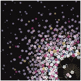 Tango Chirimen Yuzen - Sakura - Black - Furoshiki  68 x 68 cm