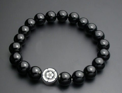 Saito - Kamon (Family Crest) (Silver 950) with Onyx Rosary