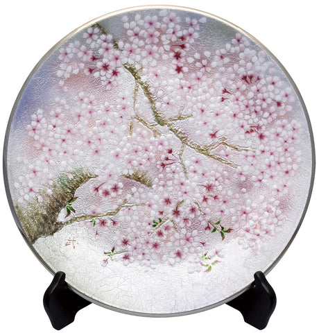 Saikosha - #006-09 Sakura (Cloisonné ware ornamental plate) 36.00 cm - Free Shipping