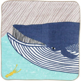 Kata Kata  soft towel 100% cotton - Fin whale  Blue  ナガスクジラ ブルー 25 x 25 cm