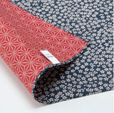 Copy of Komon - Double-Sided Dyeing - Kozakura x Asanoha (Blue x Red) 青×赤 105 x 105 cm  - Furoshiki (Japanese Wrapping Cloth)