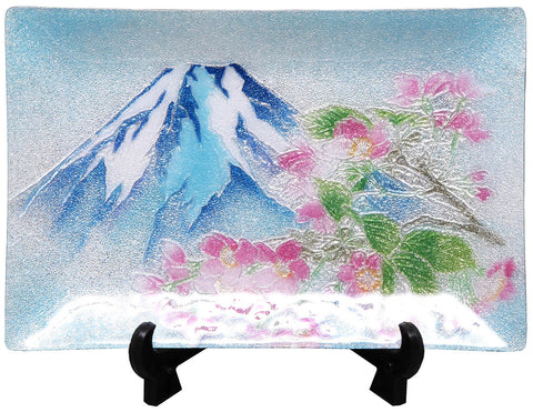Saikosha - #003-17 Mt. Fuji & Sakura (Cloisonné ware ornamental plate) - Free Shipping