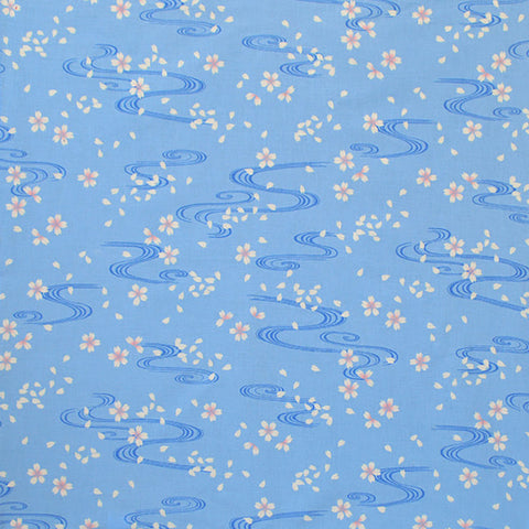 Seiran -  Sakura Ryusui (Sakura flowing water)  青嵐 綿風呂敷 約70cm 【櫻流水】- Furoshiki (Japanese Wrapping Cloth)  70 x 70 cm