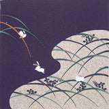 Rayon Chirimen - Koyomi Shiba Usagi purple - 芝うさぎ ムラサキ - Furoshiki  68 x 68 cm