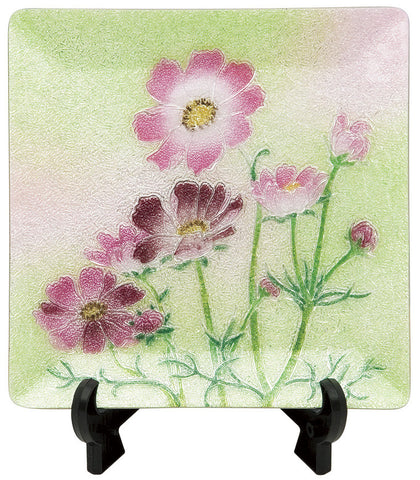 Saikosha - #003-10 Cosmos (Cloisonné ware ornamental plate) 12.00 cm - Free Shipping