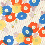 Cohare こはれ - flower stripe beige(flower フラワーストライプ ベージュ) - Furoshiki   45 x 45 cm
