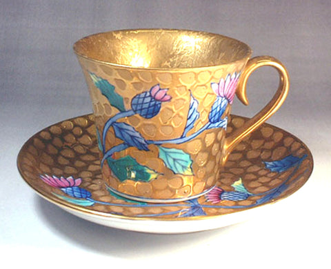 Fujii Kinsai Arita Japan - Somenishiki Golden  Azami  Cup & Saucer - Free Shipping