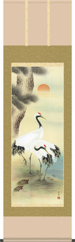 Sankoh Kakejiku - 37C1-009 - Sho Chiku Tsuru Kame (Pair of Cranes & Pine, Bamboo) - Free Shipping