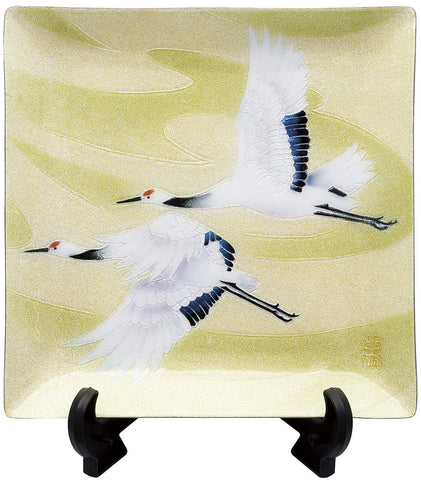 Saikosha - #005-03 Soukaku (Pair of crane) (Cloisonné ware ornamental plate) - Free Shipping