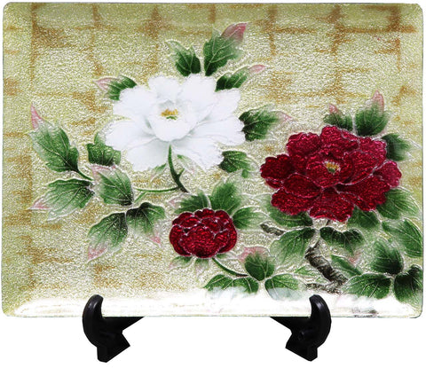 Saikosha - #004-13 Peony (Cloisonné ware ornamental plate) - Free Shipping