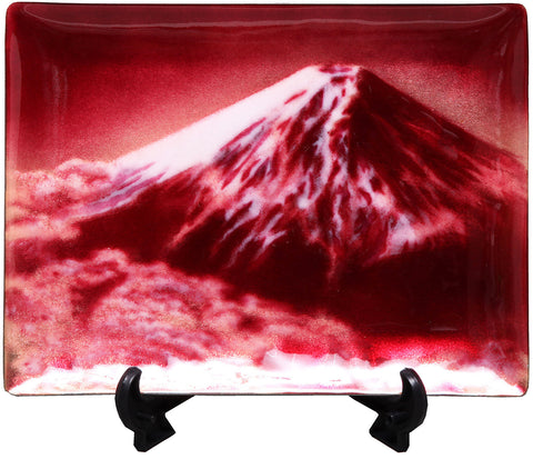 Saikosha - #004-16 Aka Fuji (Cloisonné ware ornamental plate) - Free Shipping