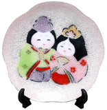 Saikosha - #008-12 Umegata Hohoemibina (Cloisonné ware ornamental plate) - Free Shipping