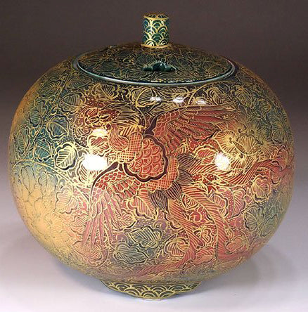 Fujii Kinsai Arita Japan - Kinran Shuyoshiki Yurisai Phoenix Incense burner (Superlative Collection) - Free Shipping