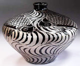 Fujii Kinsai Arita Japan - Tenmokuyu Platinum Ryusui Monyou Carp Vase 14.90 cm - Free Shipping