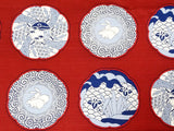 Maruwa - Imari Komon Ezara Vermilion 伊万里 綿 風呂敷 約100cm 【小紋絵皿】朱　- Furoshiki 100 x 100 cm