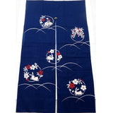 Kyoto Noren (Doorway curtain) 85 cm X 150 cm - Rabbit & Flower (Navy) - Free Shipping