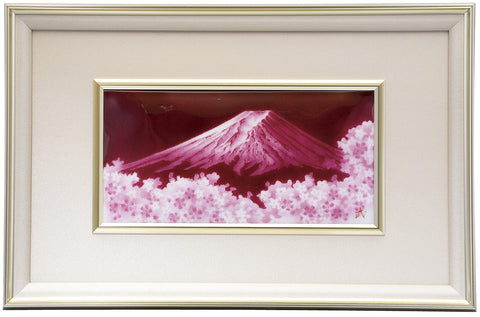 Saikosha - #014-10  Aka Fuji & Sakura (Framed Cloisonné ware) - Free Shipping