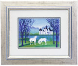 Saikosha - #012-13 Chateau and white Horses (Framed Cloisonné ware) - Free Shipping