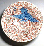 Fujii Kinsai Arita Japan - Somenishiki  Benigumo Crane Sake Cup (Hai) - Free shipping