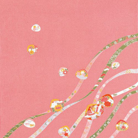 Rayon Chirimen - Koyomi Kaiawase  Rose - 貝合わせローズ - Furoshiki  68 x 68 cm