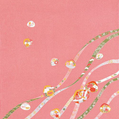 Rayon Chirimen - Kaiawase  Rose - 貝合わせローズ - Furoshiki  68 x 68 cm