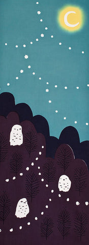 Wafuka -Tsukiyo ni Fukuro (Owl on moonlit night) (The dyed Tenugui)