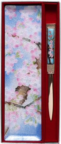 Saikosha - #022-02 Pen tray & Paper knife Sakura - Free Shipping