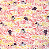 Kata Kata - Neko to Tori (Cats and birds) Pink ねこととり ピンク- Furoshiki   70 x 70 cm