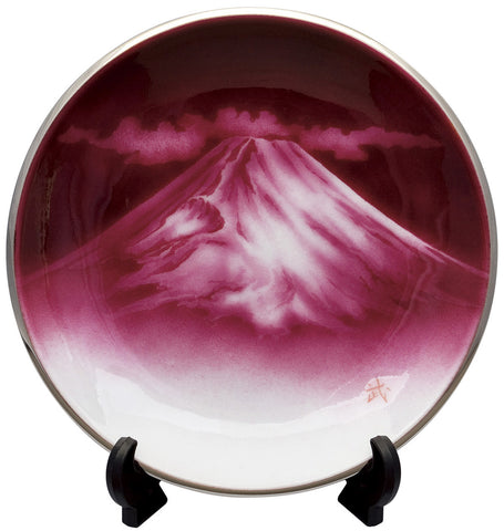 Saikosha - #005-11 Aka Fuji (Cloisonné ware ornamental plate) 27.00 cm - Free Shipping