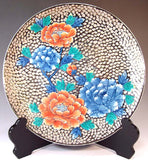 Fujii Kinsai Arita Japan - Somenishiki Platinum Peony Ornamental plate 30.80 cm - Free Shipping