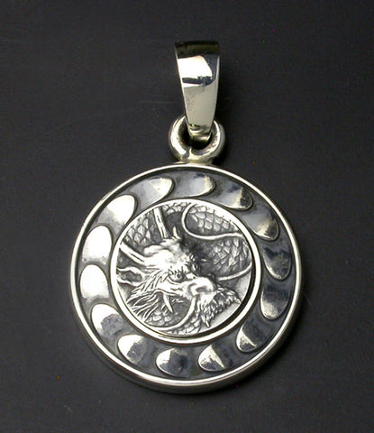 Saito - Dragon Crest Emblem Silver Pendant Top
