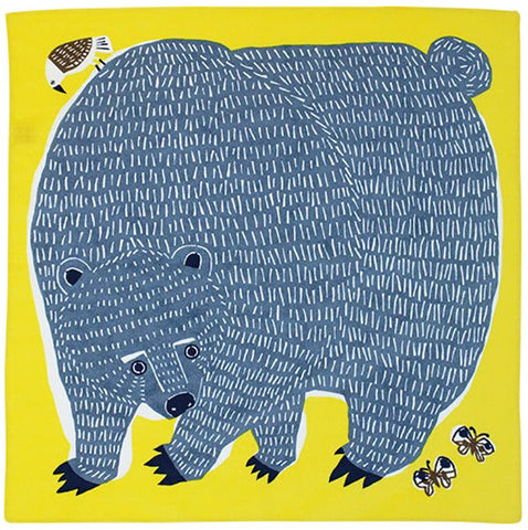 Kata Kata - Bear & Bird Yellow - Furoshiki   50 x 50 cm